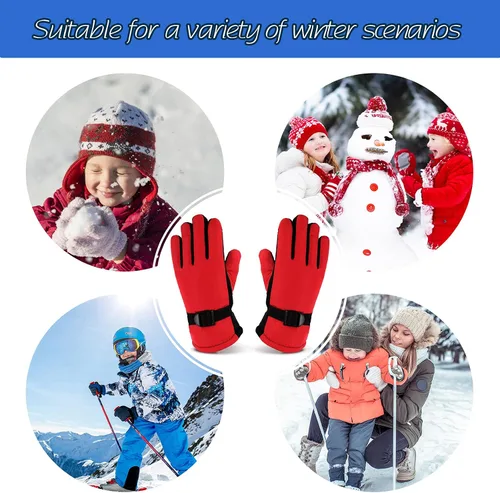 Miniatura 7 de 6 pares de guantes de invierno para niños, impermeables, guantes de esquí para nieve, cálidos, dedos completos, snowboard, guantes unisex para clima