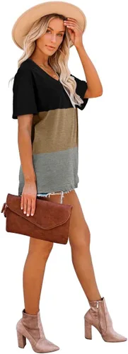Miniatura 3 de WEESO - Camisetas de verano para mujer con cuello en V en bloques