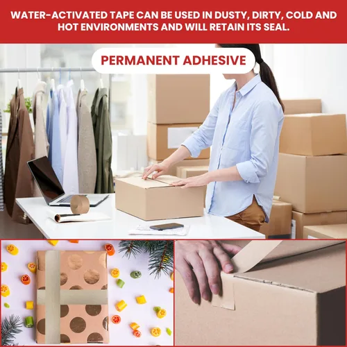 Miniatura 6 de GGR Supplies T.R.U. WAT-WAE - Cinta adhesiva de papel kraft reforzada activada por agua, cinta de embalaje a prueba de manipulaciones para envíos