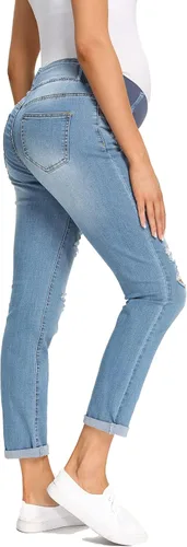 Miniatura 3 de Foucome Jeans de maternidad para mujer, jeans rasgados elásticos con bolsillos