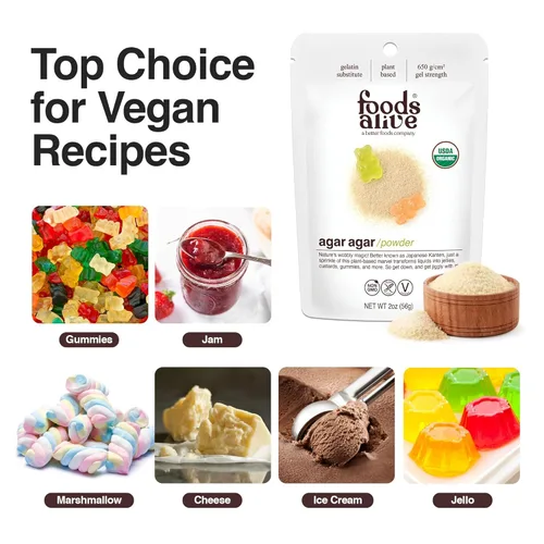 Miniatura 7 de Foods Alive Polvo de Agar Agar Orgánico 2 oz Gelatina a Base de Plantas Gelatina Kosher Vegano Sin Gluten