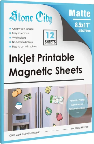 Miniatura 10 de Stone City Hojas Magnéticas Imprimibles de 8.5 x 11 pulgadas, 5 hojas de papel magnético mate para impresora de inyección de tinta, papel