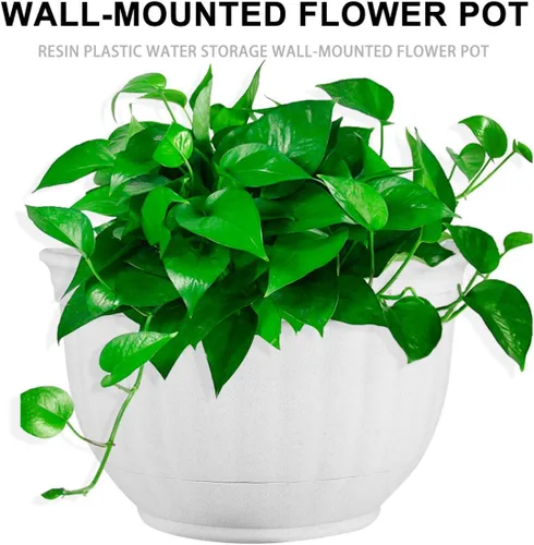 Miniatura 6 de Happyyami Macetas colgantes de interior, 2 piezas de flores colgantes de pared, semicírculo, maceta colgante de medio círculo, plantas artificiales