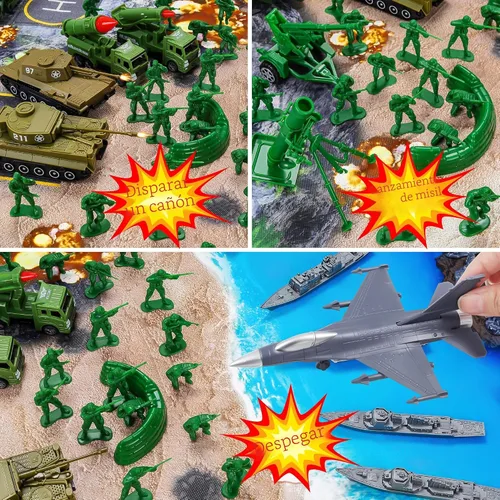 Miniatura 3 de Kusntin Army Men Conjunto de Juego – Juego de soldados de juguete militar de 117 piezas con figuras de acción, tapete de batalla, tanques