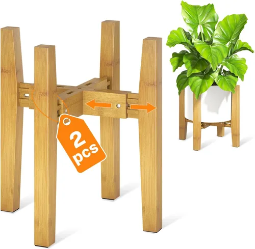 Miniatura 9 de LASZOLA Soporte de Plantas de Bambú Ajustable para Macetas Individuales Grandes de Interior, Soporte de Helechos de Suelo Resistente que se Ajusta a