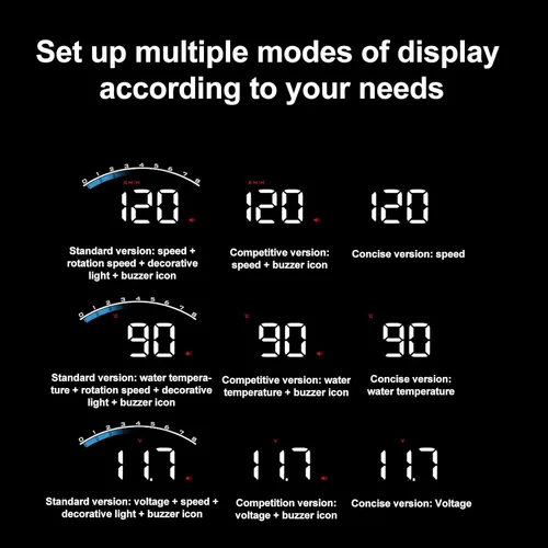Miniatura 4 de Pantalla frontal para automóvil, pantalla frontal HUD OBD2 de 3.5 pulgadas, velocímetro digital para parabrisas de pantalla Hud de automóvil