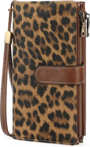 Miniatura 10 de GOIACII Carteras para Mujer de Gran Capacidad Portador de Tarjetas de Crédito Cartera Rfid Mujer Doble Cremallera Bolsillo Cuero Bifold para Damas