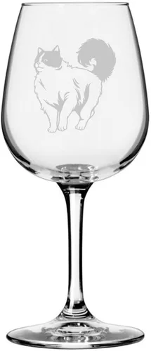 Miniatura 60 de Copa de vino de 12.75 onzas con temática de gato abisinio grabada para todo uso