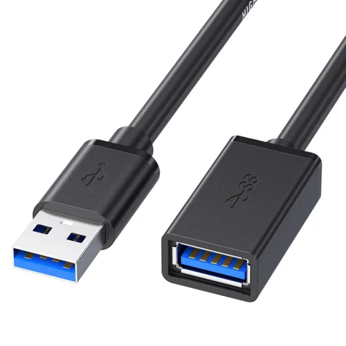 ALINNA - Paquete de 5 cables de extensión USB 3.0 negros tipo A, macho a hembra, para tableta, teclado USB, mouse, unidad flash, disco duro,