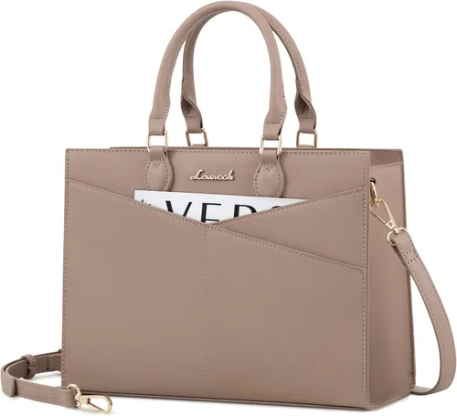 Miniatura 10 de LOVEVOOK Bolsos para mujer, bolsos tipo cartera con asa superior, bolso de mano de cuero negro con cremallera, bolso cruzado con asa superior