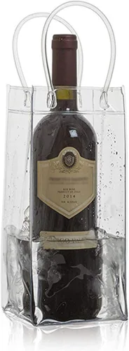 Miniatura 6 de Bolsa de vino de hielo, portátil, plegable, transparente, con asa, para fiestas, exteriores, champán, cerveza fría, vino blanco, bebidas frías