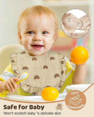 Miniatura 2 de Lictin Juego de 8 baberos de muselina para bebé - Baberos tipo bandana para babeo y dentición, de algodón unisex Lindo estampado
