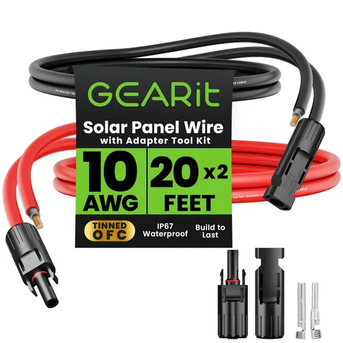 Miniatura 12 de GEARit Cable de extensión de panel solar de calibre 10 de 50 pies cada uno (100 pies en total) con conectores MC4 macho a hembra, kit