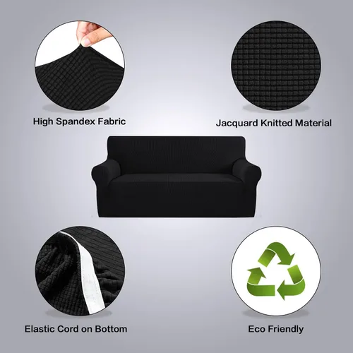 Miniatura 6 de H.VERSAILTEX Fundas elásticas para sofá, fundas de sofá para perros, fundas para sofá de 3 asientos con tela jacquard gruesa a cuadros con parte