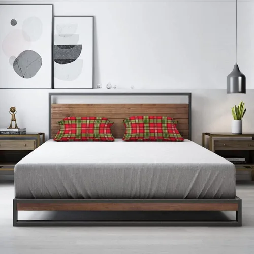 Miniatura 4 de AOYEGO Funda de almohada de cuadros rojos y verdes de 12 x 20 pulgadas, fundas de almohada rectangulares de algodón y lino para decoración