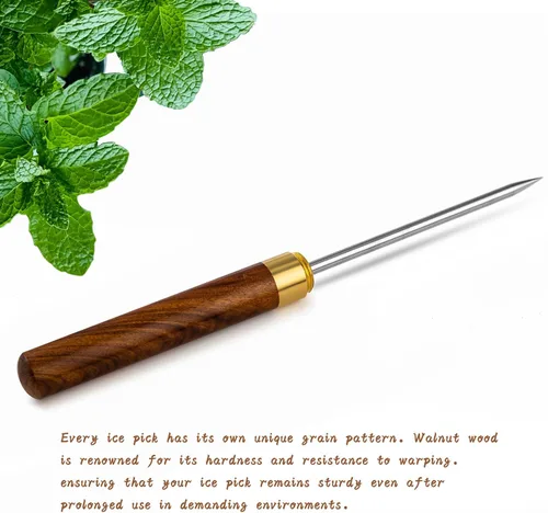Miniatura 4 de 2 palillos de hielo para romper hielo. 9 pulgadas de largo. Tapas de madera seguras y asas de madera antideslizantes. Fácil de almacenar. Para uso