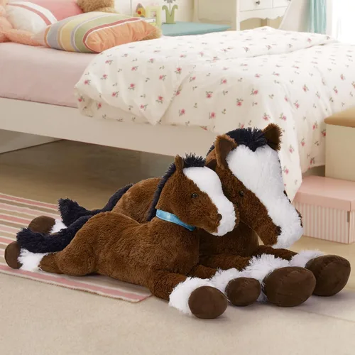 Miniatura 8 de MaoGoLan Peluche de caballo grande para niño, juguete de peluche de caballo grande para niña, poni montable de peluche para niños, almohada