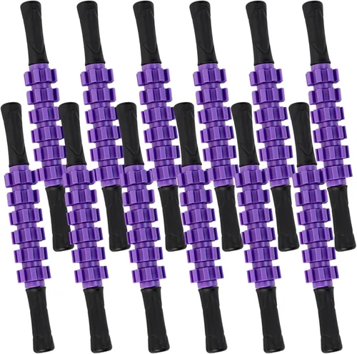 Hiboom Paquete de 12 rodillos musculares para tejido profundo, rodillo de masaje de piernas con agarre antideslizante, herramientas relajantes para