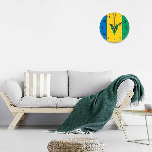 Miniatura 3 de Reloj de pared grande con diseño de bandera de San Vicente y la Granadina, funciona con pilas, reloj colgante silencioso de 9 pulgadas, decoración