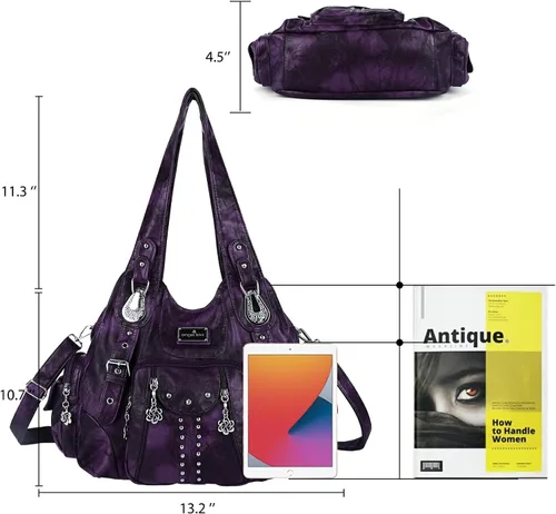 Miniatura 2 de Angel Kiss Bolsos de mano para mujer, de piel sintética suave, bolsas de hobo grandes para damas, asa superior, bolso de hombro, bolso con asa