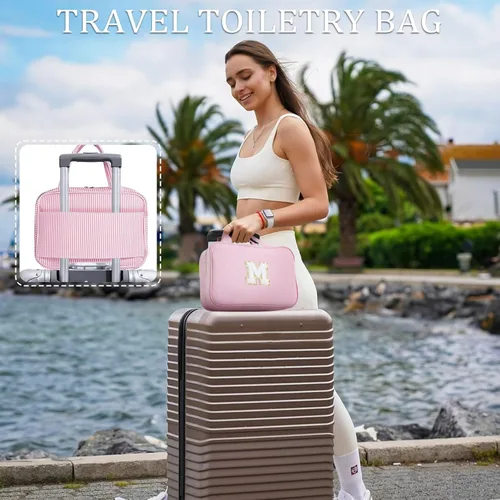 Miniatura 2 de YOOLIFE Regalos de cumpleaños para mujeres adolescentes, neceser colgante con inicial para mujeres, adolescentes y niñas, bolsa de aseo de viaje