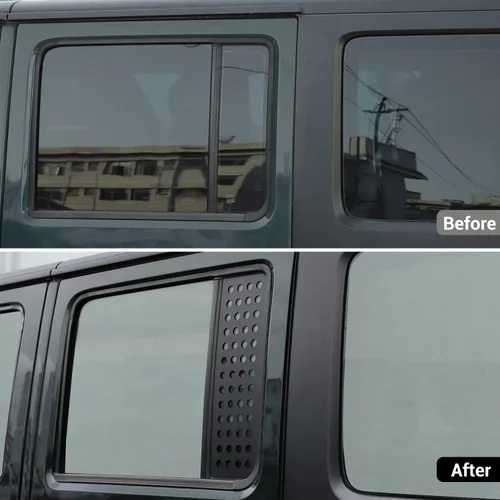 Miniatura 2 de Hoolcar Adhesivos para ventana de puerta trasera, cubierta de panel de vidrio de aleación de aluminio para Jeep Wrangler JKU 2007-2017, 4 puertas
