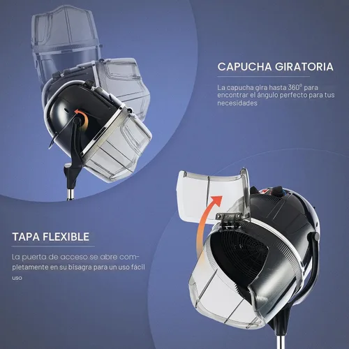 Miniatura 3 de Secador de pelo profesional Y-NOT con altura ajustable, casco con soporte de pie con ruedas para salón de belleza y spa en casa