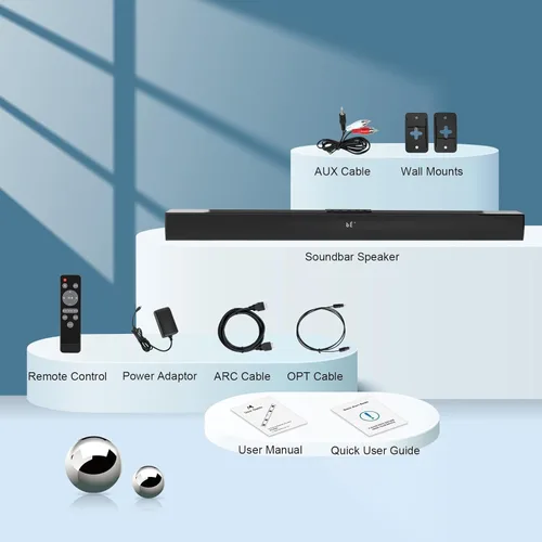 Miniatura 7 de Barra de sonido, barra de sonido para TV de 60 W, potente HD, HiFi, barras de sonido estéreo, Bluetooh 5.0, control inalámbrico con ARC AUX Opt