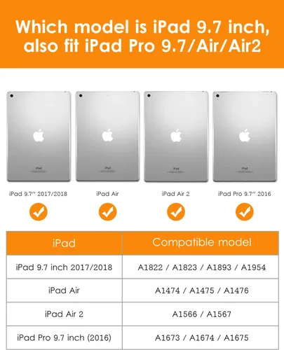 Miniatura 2 de DTTO para iPad de 9.7 pulgadas 5ª/6ª generación 2018/2017 con soporte para Apple Pencil, funda de piel premium con función atril para iPad de 9.7