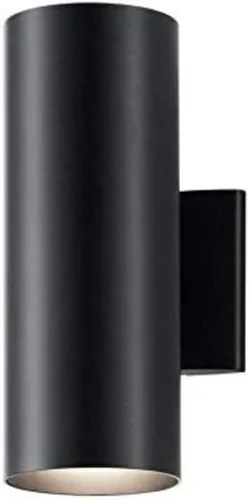 Kichler Cylinders - Aplique de pared para exteriores de 12 pulgadas en negro, lámpara de pared exterior de 2 luces, accesorio cilíndrico, (12