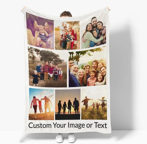 Miniatura 18 de Manta personalizada, mantas personalizadas con texto fotográfico, regalo divertido para amigos de mascotas, cumpleaños, Navidad Personalizado01