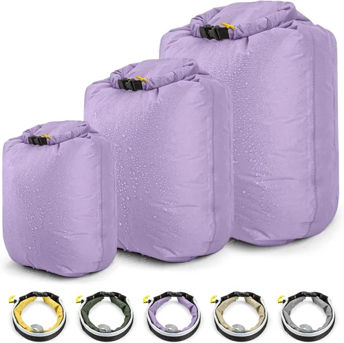 HIKEMAN Bolsa seca impermeable – Bolsa seca ultraligera, bolsas de secado al aire libre, paquete de 3 bolsas para viajes, natación, rafting, Púrpura