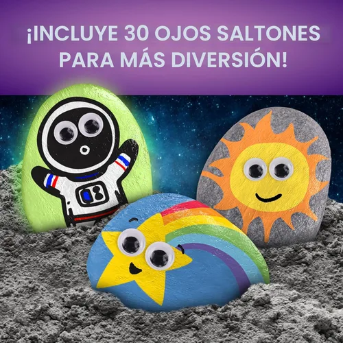 Miniatura 4 de NATIONAL GEOGRAPHIC - Kit de pintura de roca que brilla en la oscuridad, kit de arte y manualidades para niños, decora 15 rocas de río con 15