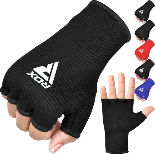 RDX Guantes de mano para boxeo, guantes internos para hombres y mujeres, vendas elásticas de medio dedo, protección para los puños debajo de los