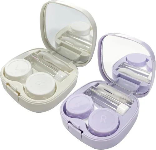 Miniatura 8 de Kit de viaje para lentes de contacto, a prueba de fugas, lindo aplicador de lentes de contacto con botella de solución de espejo para uso diario al