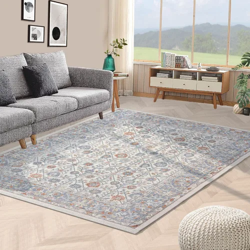 Miniatura 15 de Fashionwu Alfombra de baño con diseño floral para pasillo, alfombra moderna envejecida para sala de estar, alfombra turca, alfombra estética
