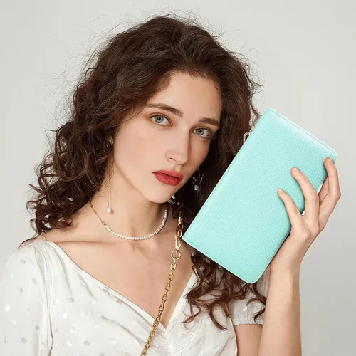 Miniatura 98 de Chelmon - Monedero para mujer de cuero genuino con bloqueo de señal RFID, para tarjetas de crédito