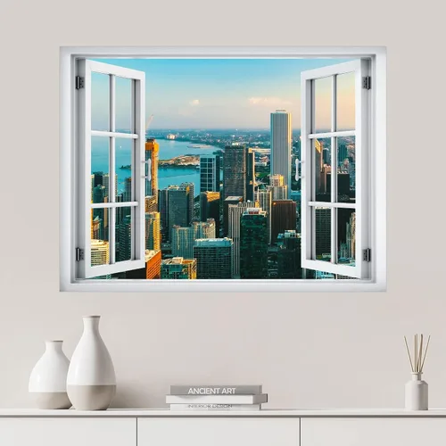 Miniatura 40 de SIGNWIN Adhesivo de pared removible/mural de pared para ventana, vegetación exuberante y árboles iluminados por el sol, fotografía, realismo