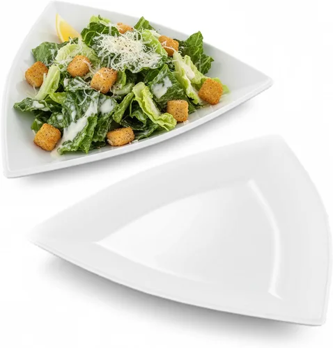 Miniatura 5 de Tuxton China BEZ-0728 Plato, 7-1/4", triangular, borde enrollado, microondas & puede lavarse en el lavavajillas, a prueba de horno, Totalmente Blanco