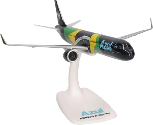 Miniatura 4 de Herpa Airplane Model Airbus A321neo Azul Bandera Brasileña a Escala de 1:200, Miniatura de Plástico con pedastal, Edificio Modelo, Edición