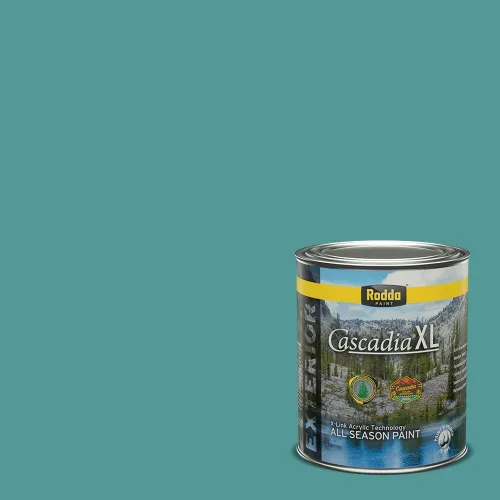 Miniatura 129 de Rodda Paint CASCADIA XL Pintura e imprimación satinada exterior en uno, cuarto de galón, Aquafir