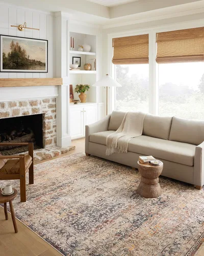 Loloi Sorrento Collection SOR-04 Natural/Multi - Alfombra decorativa redonda de 3 pies y 11 pulgadas x 3 pies y 11 pulgadas