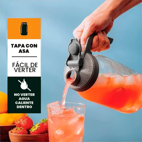 Miniatura 2 de County Line Kitchen Jarra de Vidrio Tipo Mason con Tapa - Boca Ancha, 2 Cuartos de Galón (64 oz) - Resistente, A Prueba de Fugas - Jarra para Té