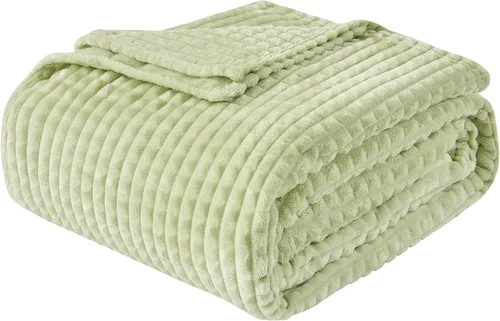 Miniatura 12 de EMME Manta de vellón, manta jacquard 3D para sofá y cama, manta suave, acogedora y esponjosa, ligera, de franela de lujo con diseño de cuadrícula