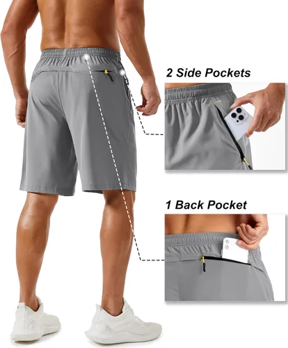 Miniatura 91 de TACVASEN Pantalones cortos deportivos para correr para hombre, 9 pulgadas, de secado rápido, pantalones cortos ligeros de verano, 3 bolsillos