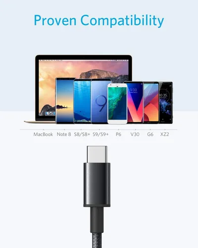Miniatura 2 de Anker Cable de USB a USB C, cable de carga de USB A a USB C para Samsung Galaxy S10 o S10+, LG V30, Beats Fit Pro y más (USB 2.0), color negro