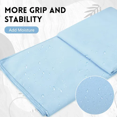 Miniatura 5 de Breling Paquete de 4 toallas de yoga calientes de 72 x 24 pulgadas, tapete de microfibra antideslizante, absorbente de sudor, suave, tapete esencial