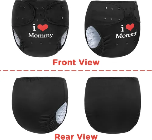 Miniatura 5 de Littleforbig Funda para pañales para adultos, lavable, ajustable, reutilizable, impermeable, talla única, color negro