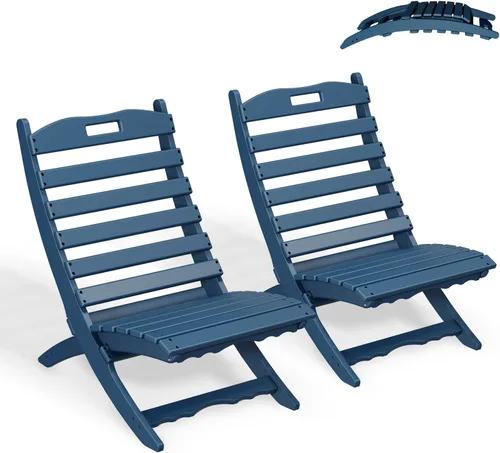 Miniatura 9 de GREENVINES Silla plegable Xavier Wave Sillas Adirondack portátiles Plástico HDPE Silla para fogata para todo tipo de clima Negro