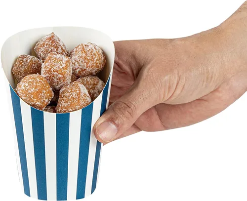 Miniatura 10 de Restaurantware Bio Tek - Recipientes de papas fritas de 12 onzas, 100 tazas desechables de charcutería, diseño inclinado, redondo, a rayas